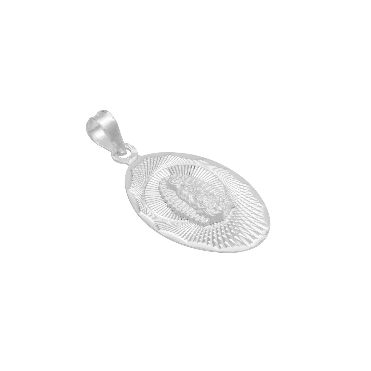 Dije Ovalada Diamantada Virgen Guadalupe Plata 925 1.7 Cm