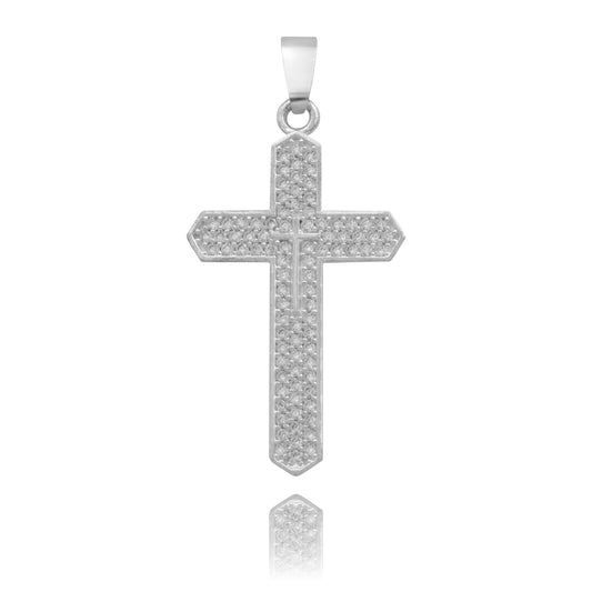 Dije Cruz Puntas Zirconias Hombre Regalo Plata 925 3.9 Cm