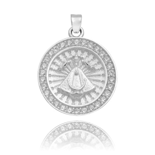 Dije Medalla Virgen Zapopan Zirconias Mujer Hombre Plata 925