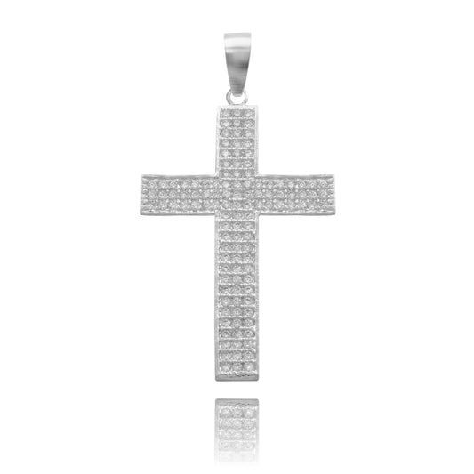 Dije Cruz Grande Zirconias Hombre Regalo Plata 925 4.5 Cm