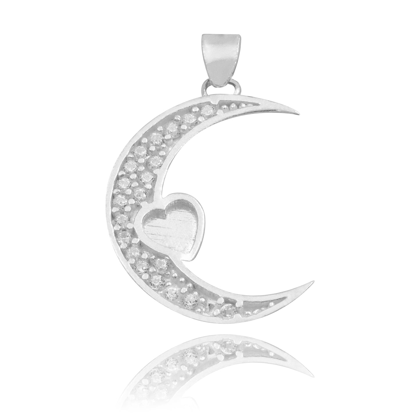 Dije Luna Corazón Zirconias Amor Regalo Mujer Plata 925