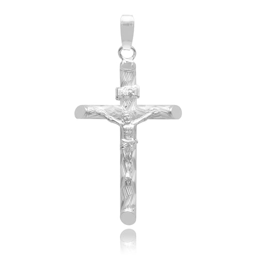 Joyaris Dije Cruz Tubular Cristo Plata 925 Unisex 30mm Plateado