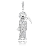 Joyaris Dije Santa Muerte 3d Grande Plata925 Hombre Zirconia Plateado