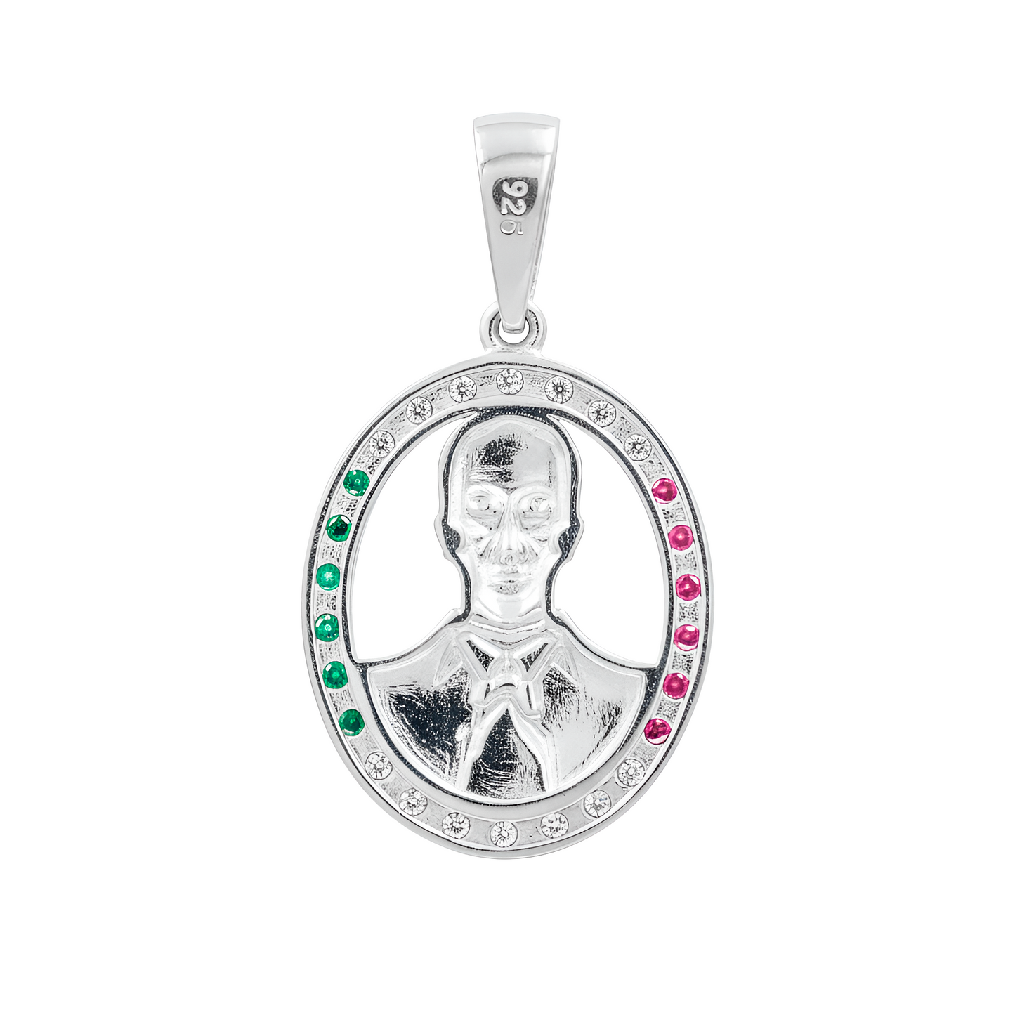 Dije Malverde Zirconias Tricolor México Patria Plata 925 Tricolor