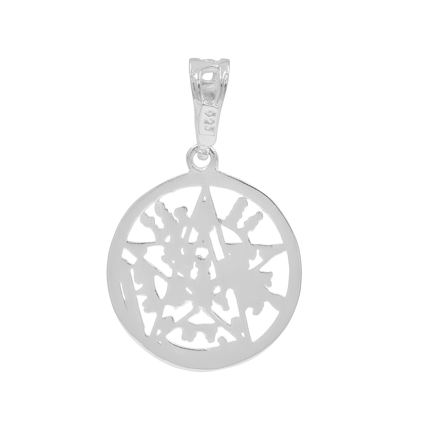 Dije Tetragrammatón Plata 925 Borde Diaman Zirconias 3.6 Cm Plateado