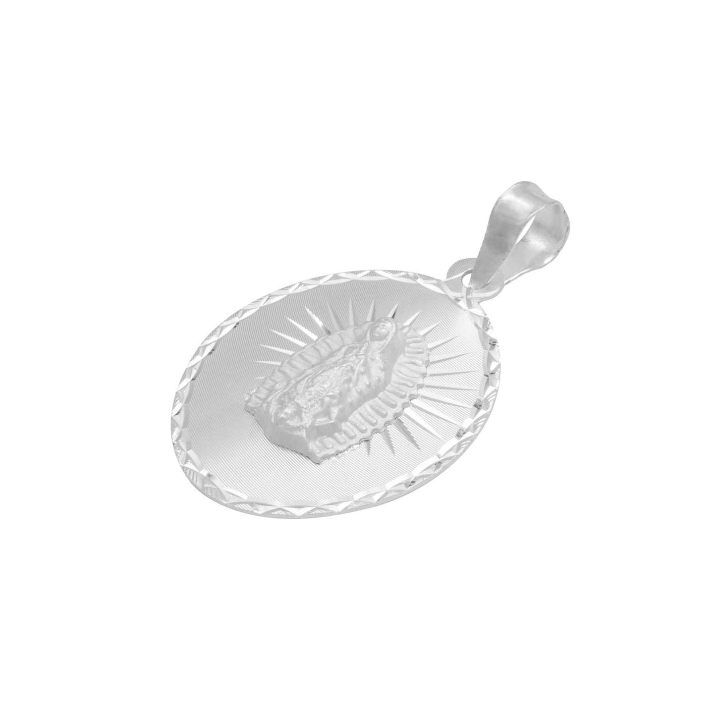 Dije Diamantada Estrella Virgen Guadalupe Plata 925 1.7 Cm