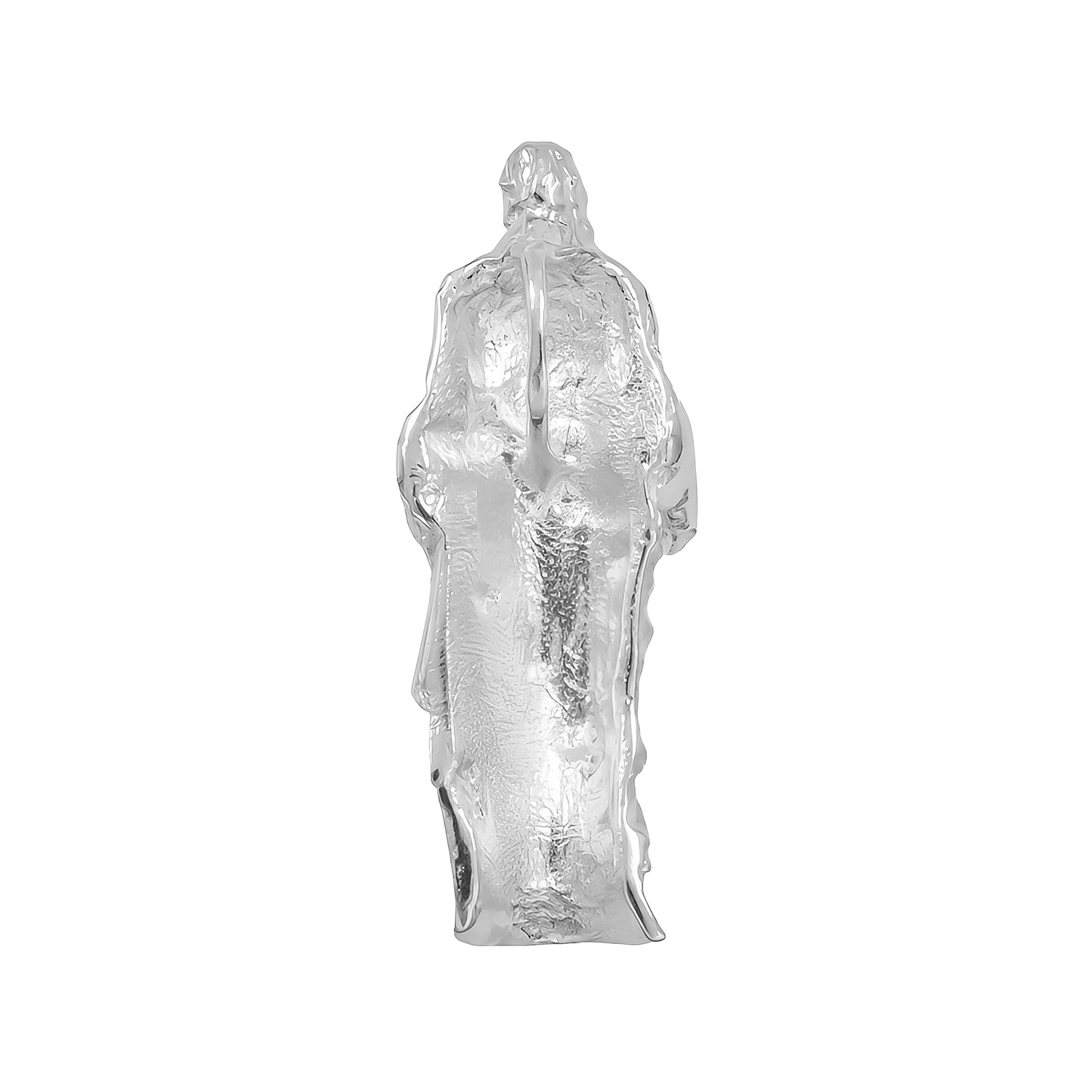 Dije Sólido Cristo Sagrado Corazón De Jesús Liso Plata 925 Plateado