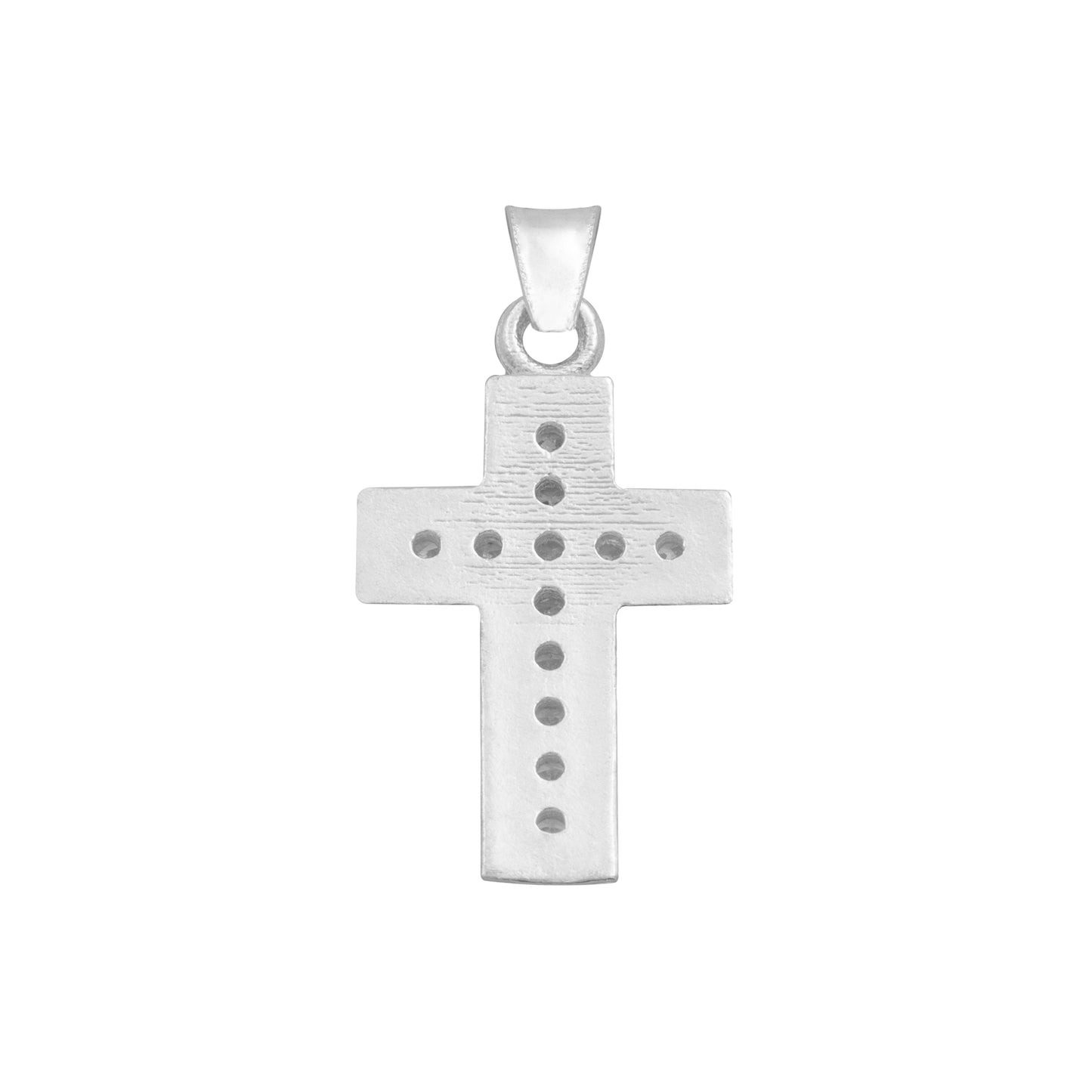 Dije Cruz Borde Diamantada Zirconias Unisex Plata 925 2.6 Cm