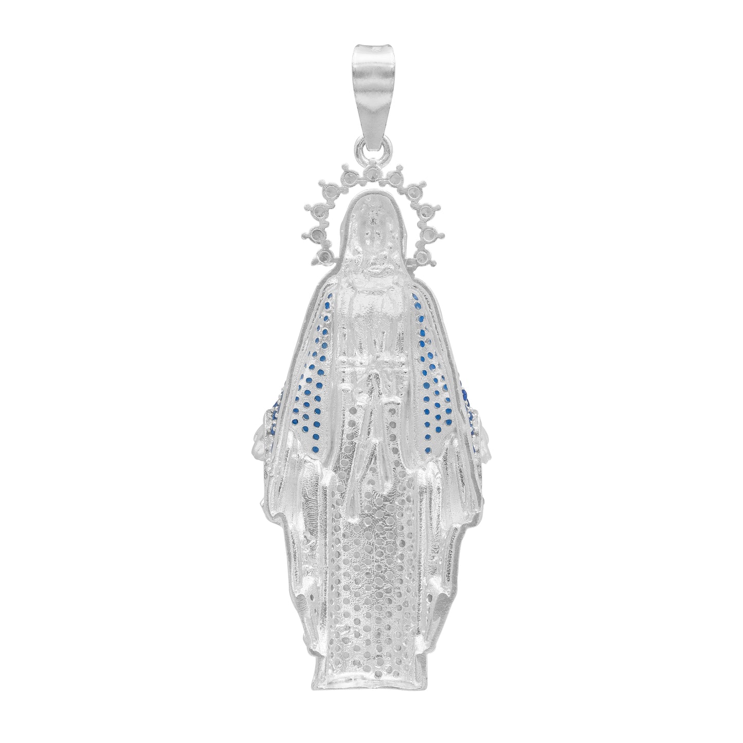 Dije Virgencita Milagrosa Zirconias Fátima Plata 925 5.8 Cm