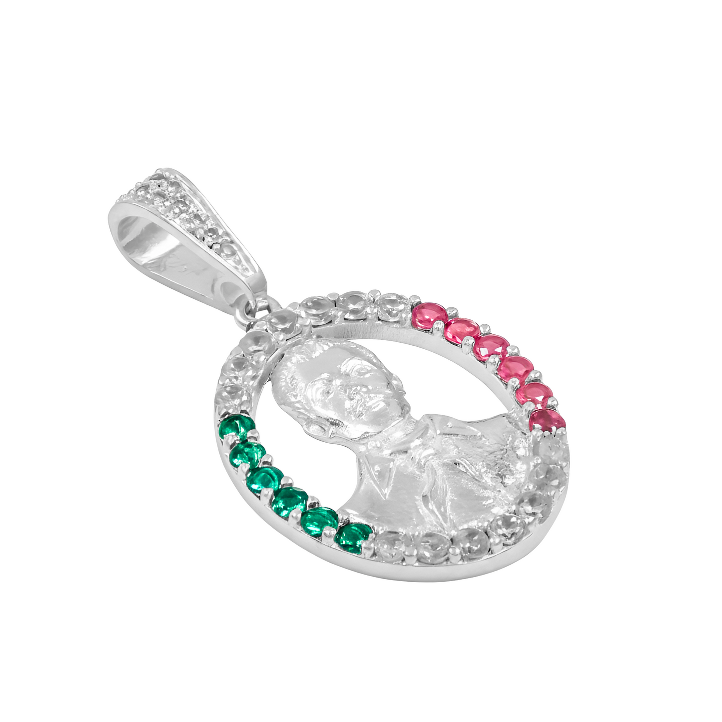 Dije Malverde Zirconias Tricolor México Patria Plata 925 Tricolor