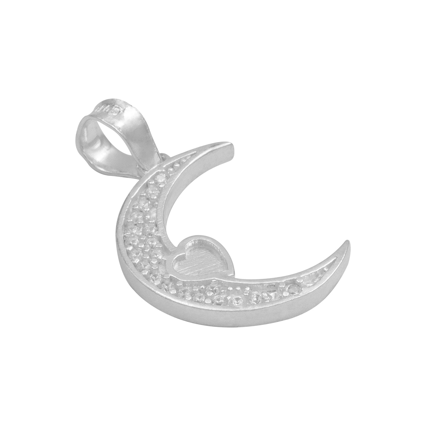 Dije Luna Corazón Zirconias Amor Regalo Mujer Plata 925