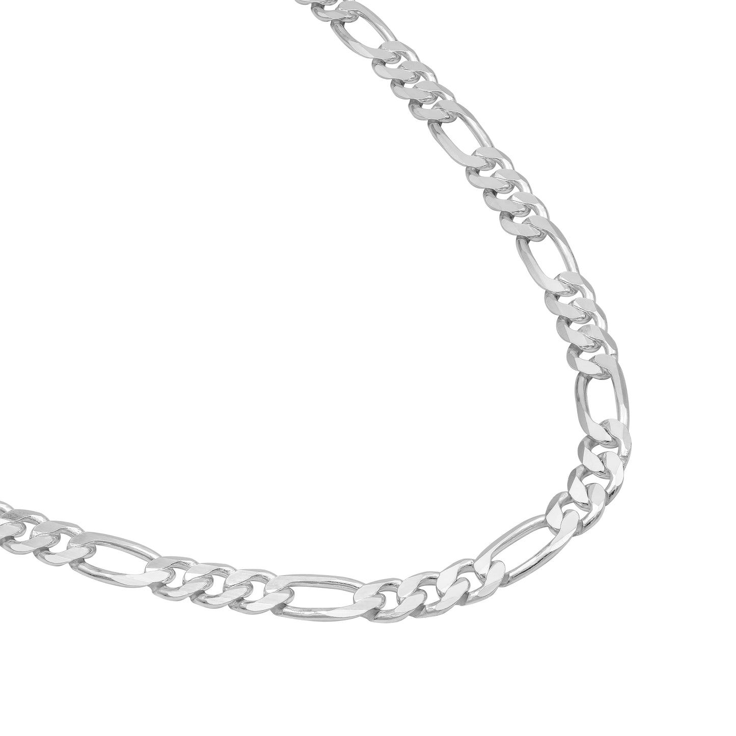 Cadena Gruesa De Plata 925 Hombre Fígaro 3x1 60 Cm X 6 Mm Plateado Largo/ancho 60 Cm X 6 Mm