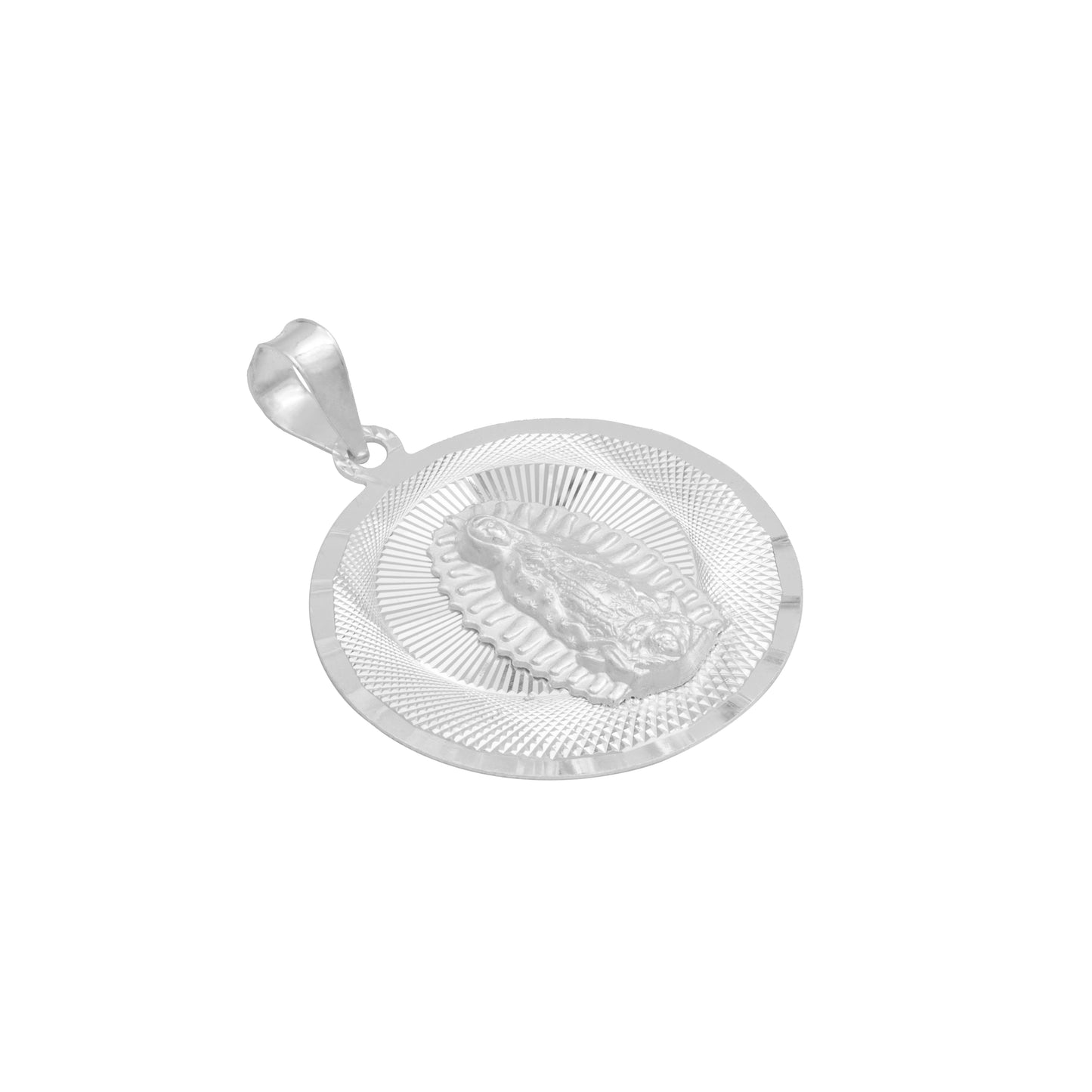 Dije Medalla Diamantada Virgen Guadalupe Plata Ley 925 3 Cm