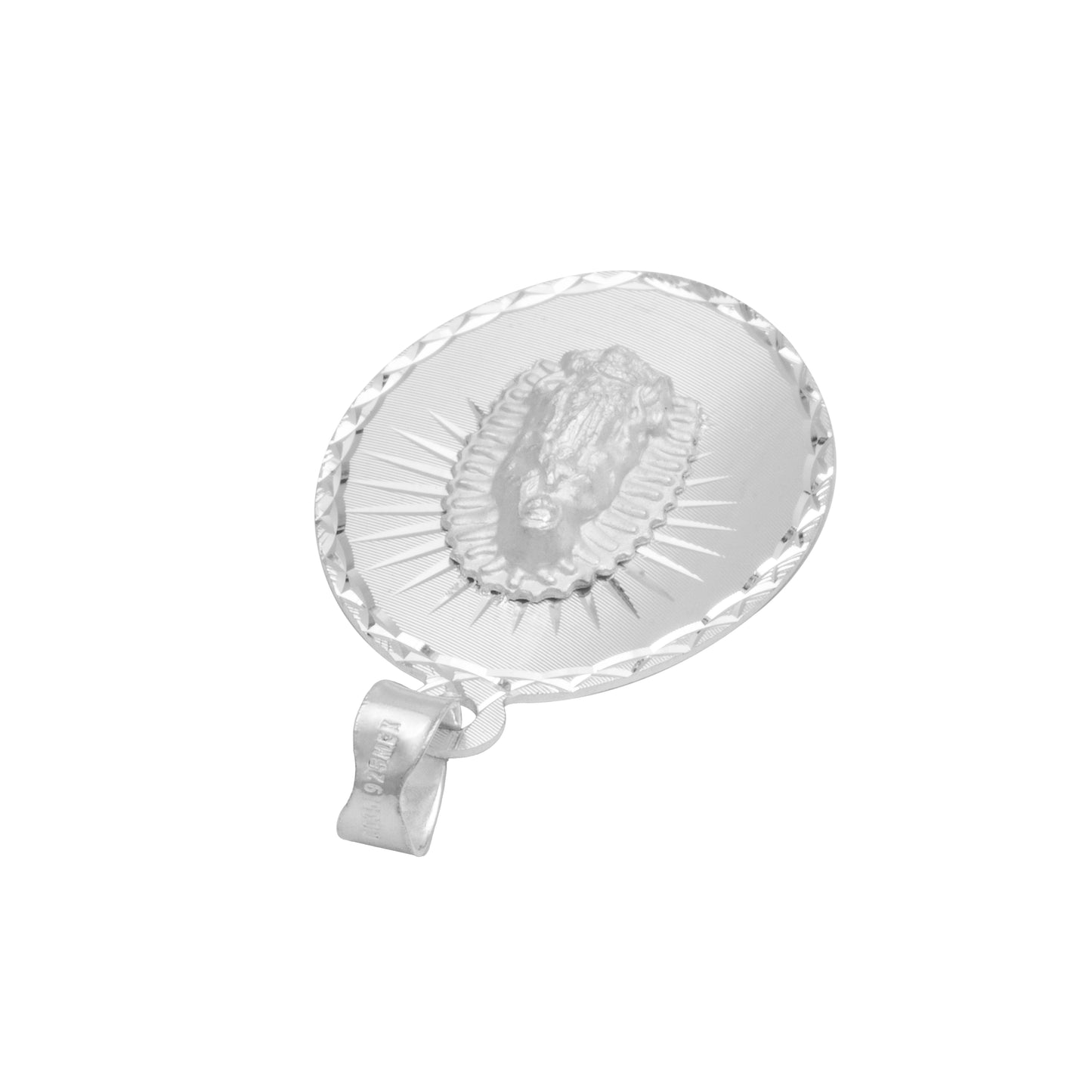 Dije Diamantada Estrella Virgen Guadalupe Plata 925 1.7 Cm