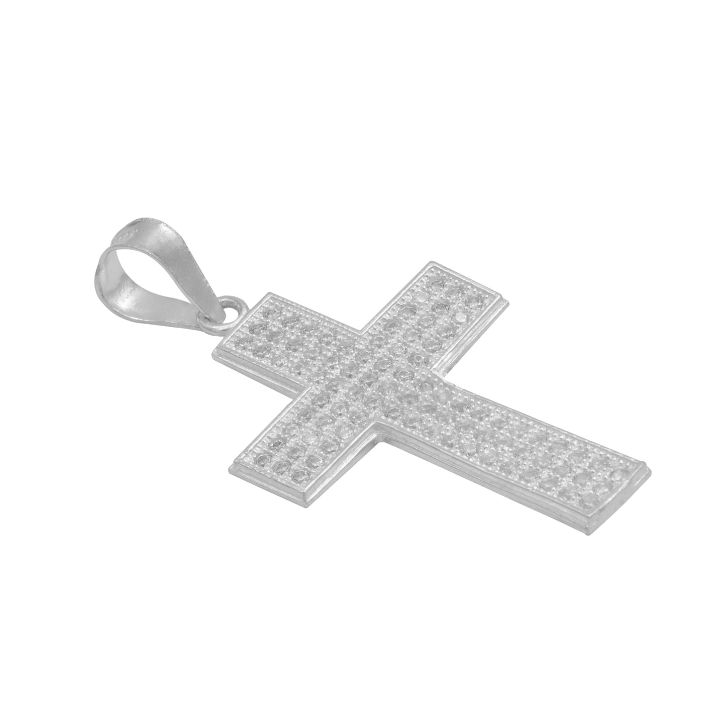 Dije Cruz Mediano Zirconias Hombre Regalo Plata 925 3.9 Cm