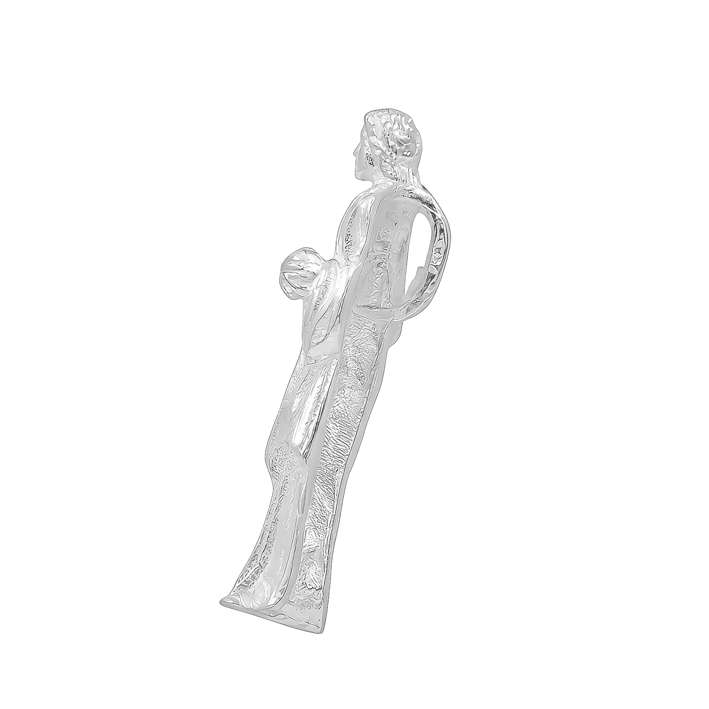 Dije Sólido Cristo Sagrado Corazón De Jesús Liso Plata 925 Plateado