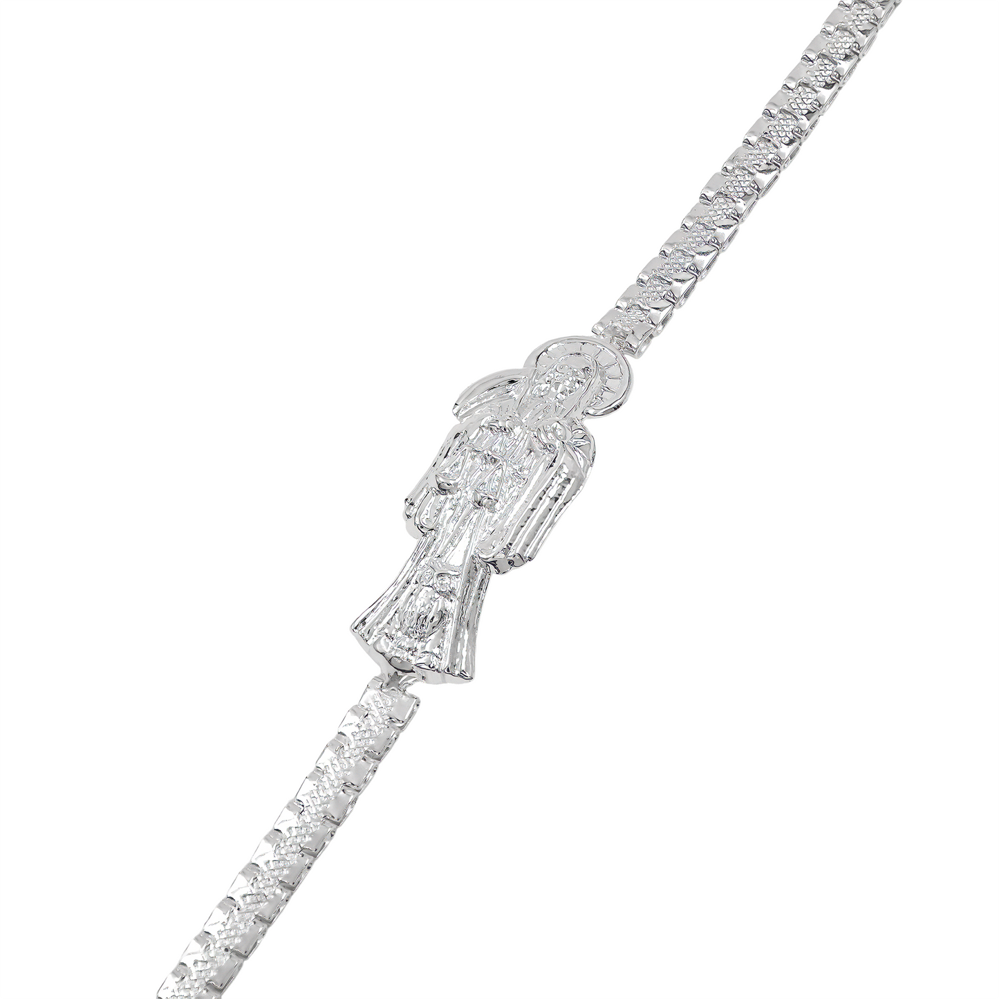 Pulsera Rolo Santa Muerte Lisa Plata Solida Ley S925 Plateado 6 Cm 20 Cm