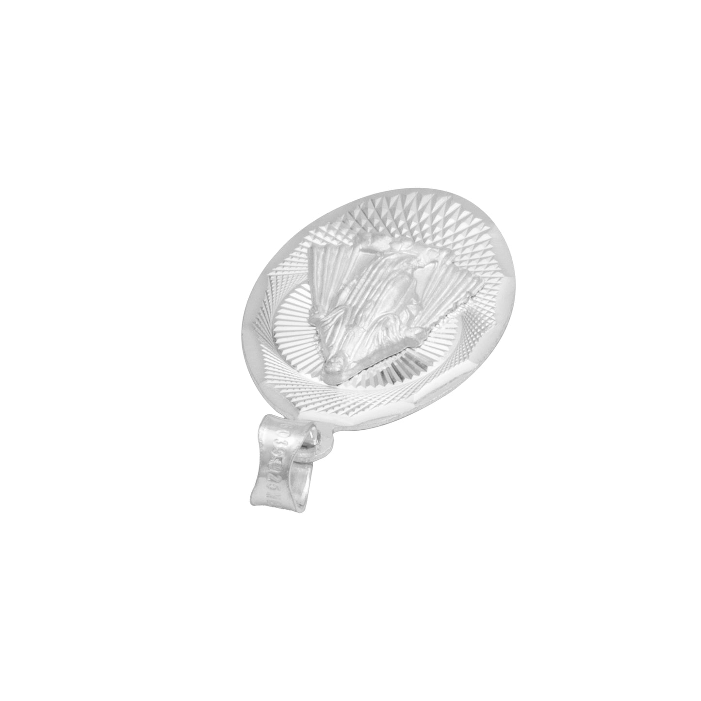 Dije Ovalada Diamantada Virgen Milagrosa Plata 925 1.4 Cm