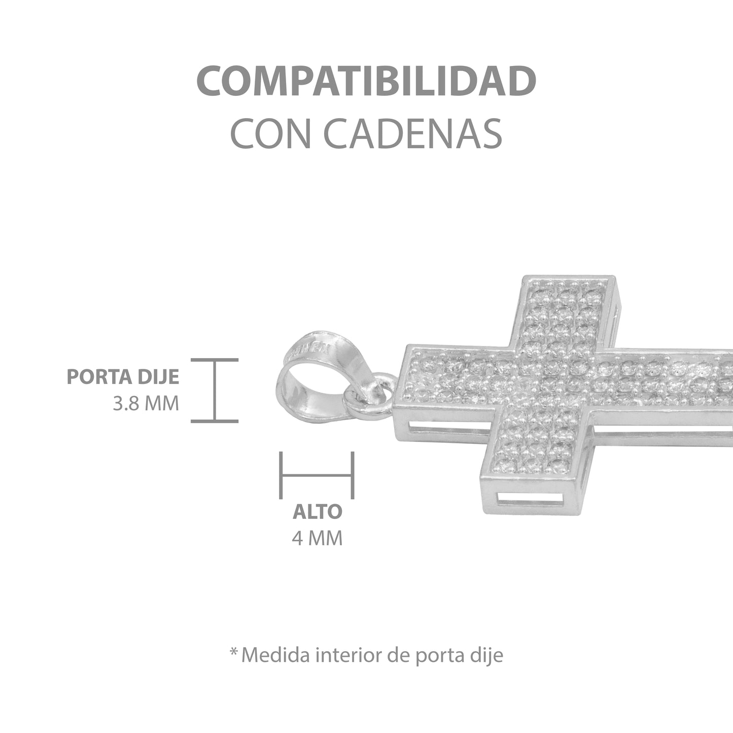 Dije Cruz Simetrica Zirconias Unisex Plata 925 2.9 Cm