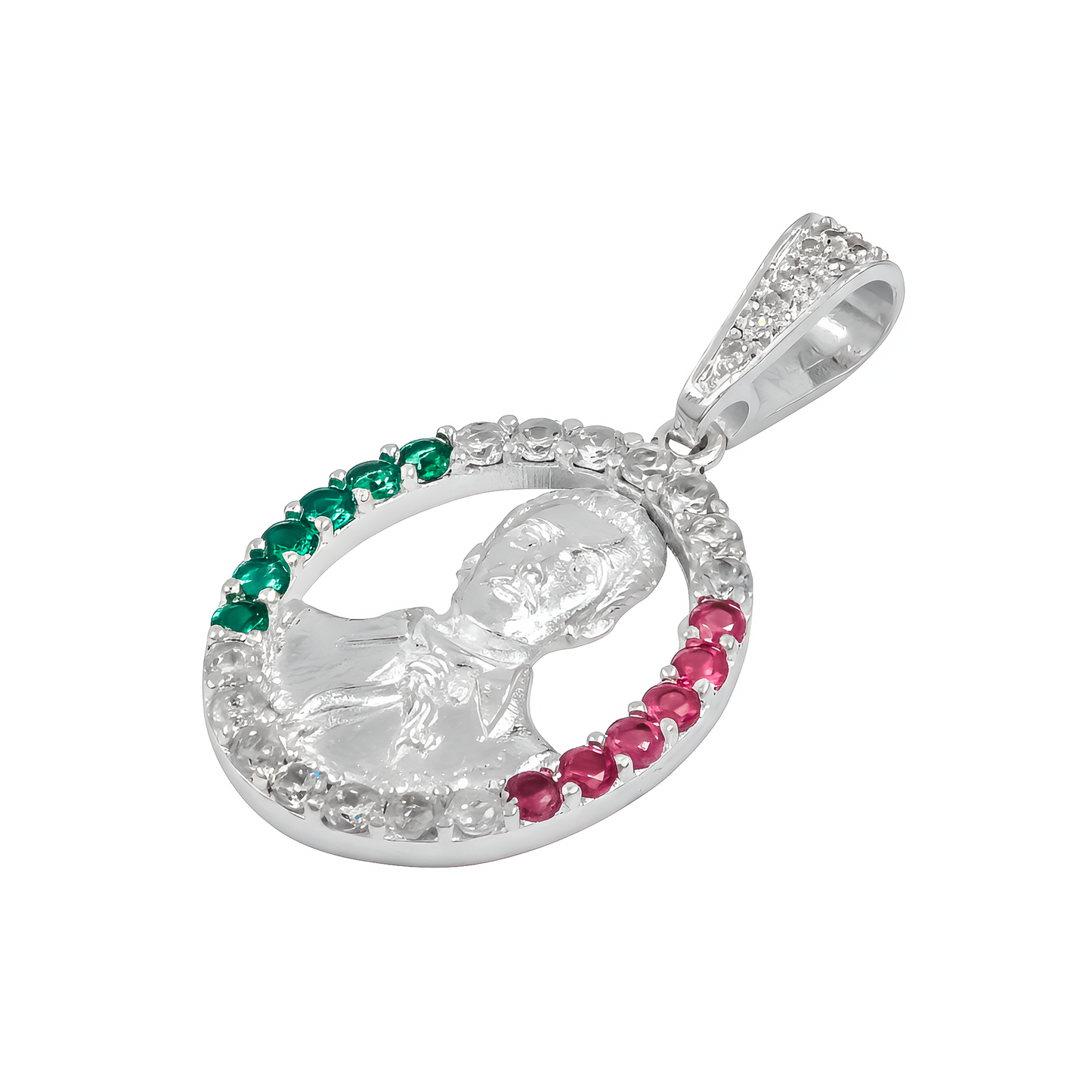 Dije Malverde Zirconias Tricolor México Patria Plata 925 Tricolor