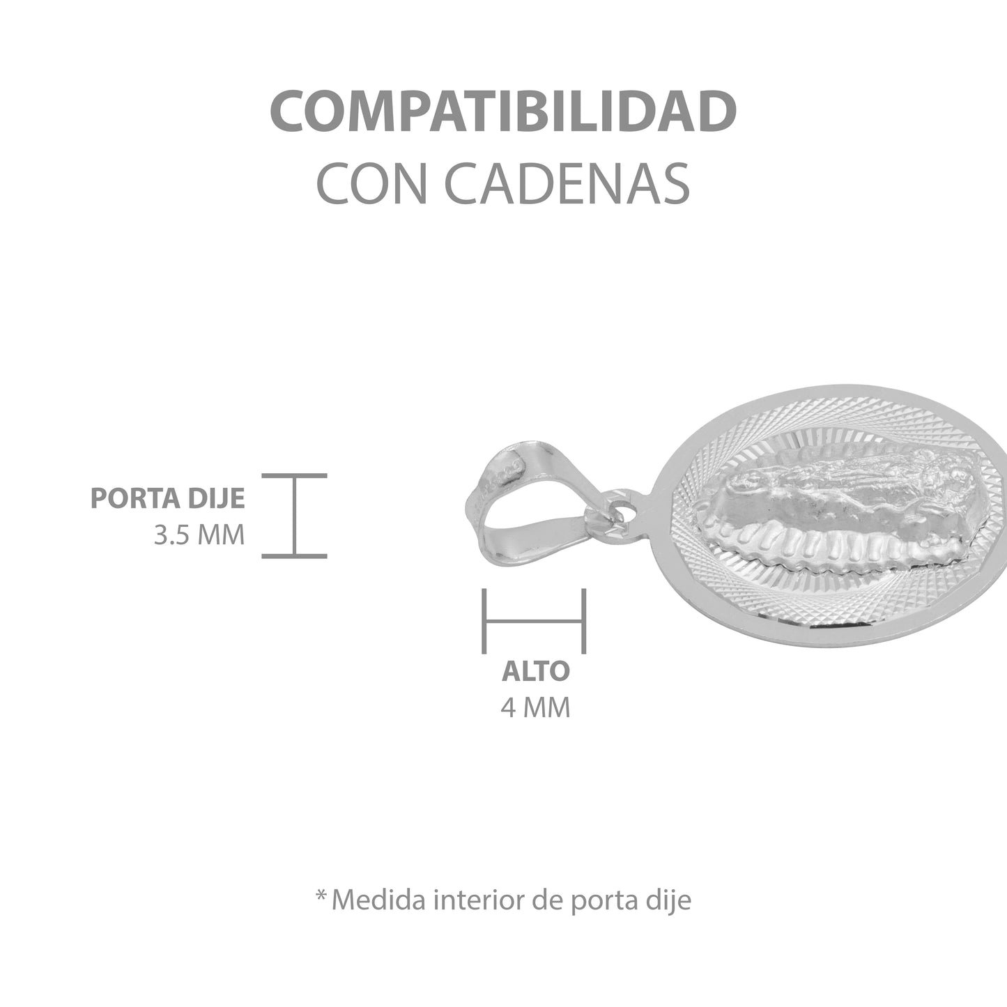Dije Bautizo Diamantada Virgen Guadalupe Plata 925 1.5 Cm