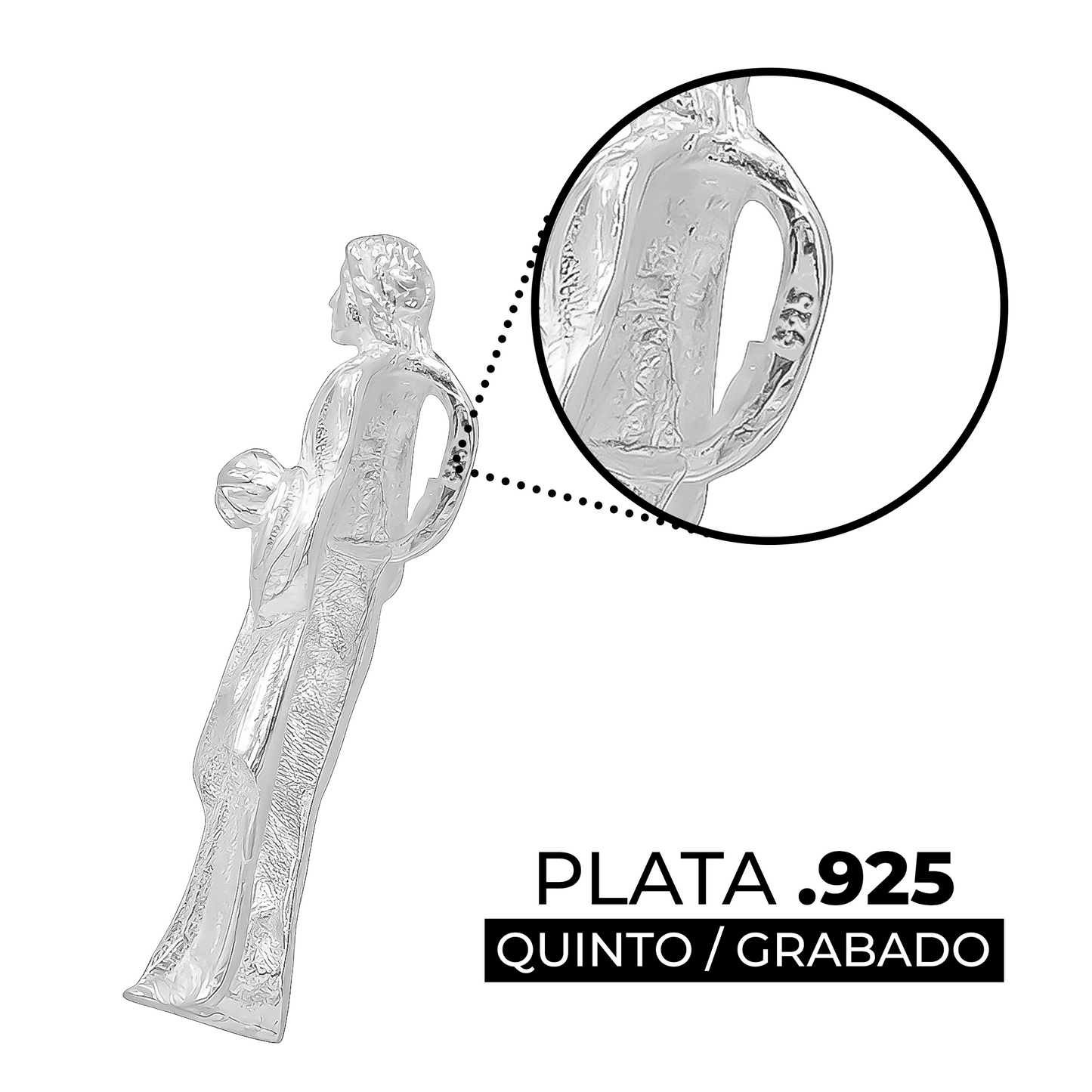 Dije Sólido Cristo Sagrado Corazón De Jesús Liso Plata 925 Plateado