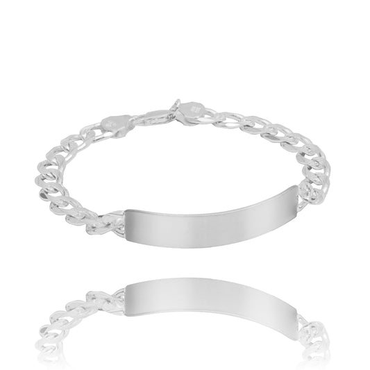 Esclava Placa Gruesa Cubana Diamantada Hombre Plata 925 7 Mm