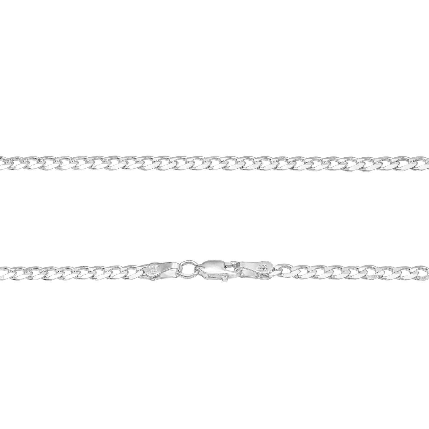 Cadena Cubana Barbada Plata 925 Hombre Mujer 60 Cm X 4 Mm Plateado