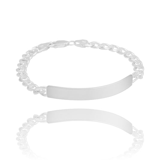 Esclava Placa Gruesa Cubana Diamantada Hombre Plata 925 6 Mm