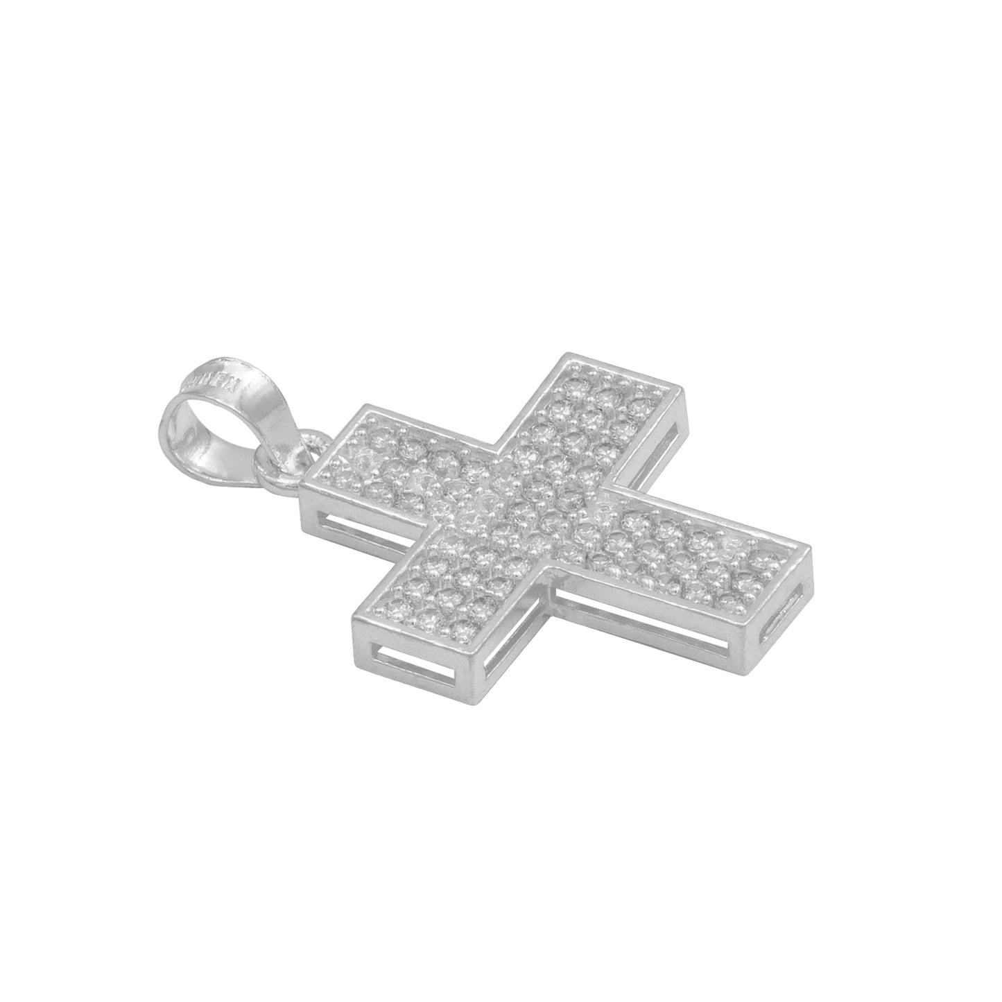 Dije Cruz Simetrica Zirconias Unisex Plata 925 2.9 Cm