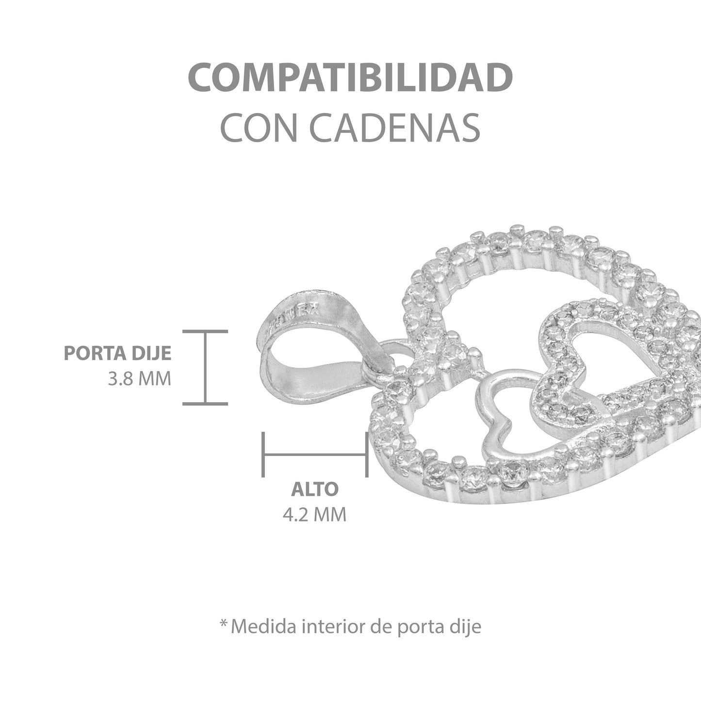 Dije Corazones Zirconias Amor Amistad Regalo Mujer Plata 925