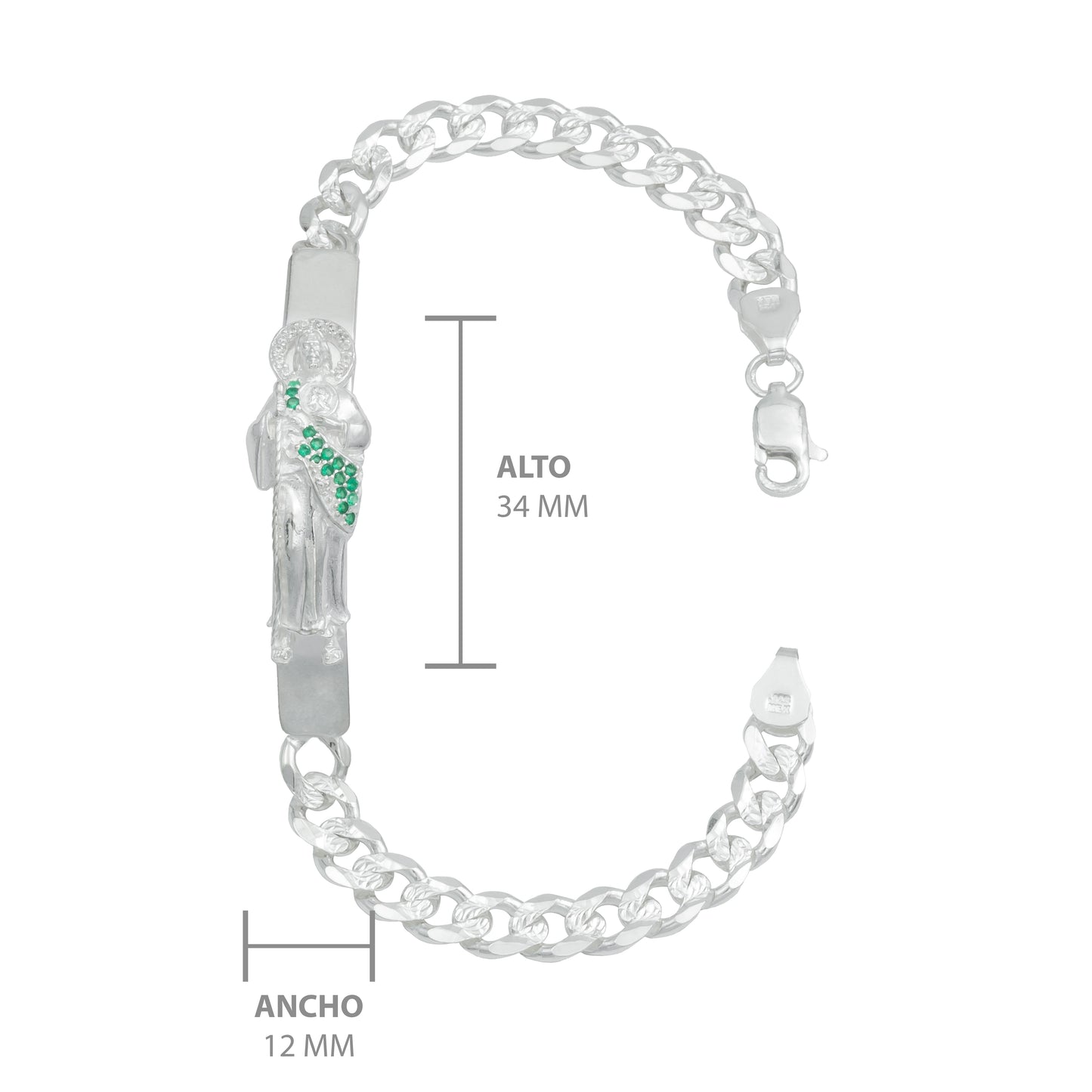Esclava Cubana Gruesa Diamantada Hombre San Judas Plata 925