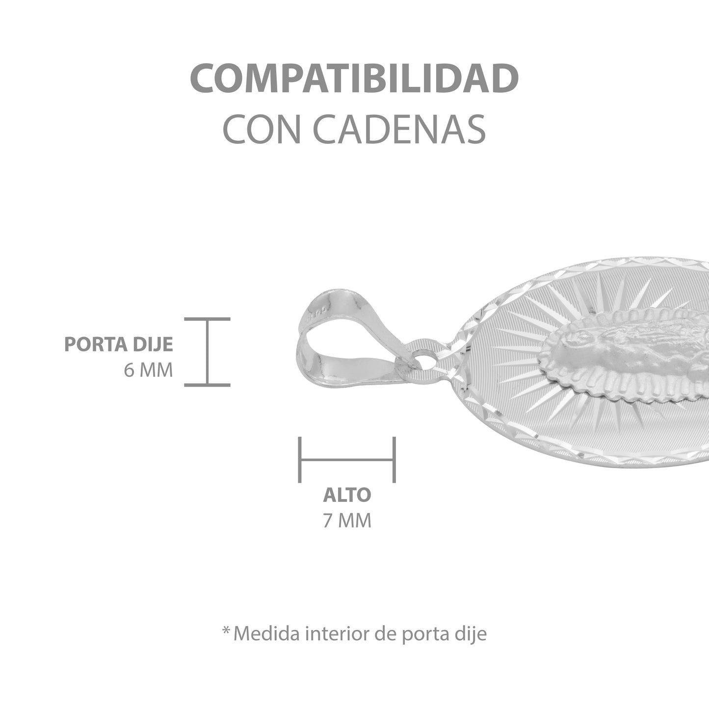 Dije Diamantada Estrella Virgen Guadalupe Plata 925 2.2 Cm