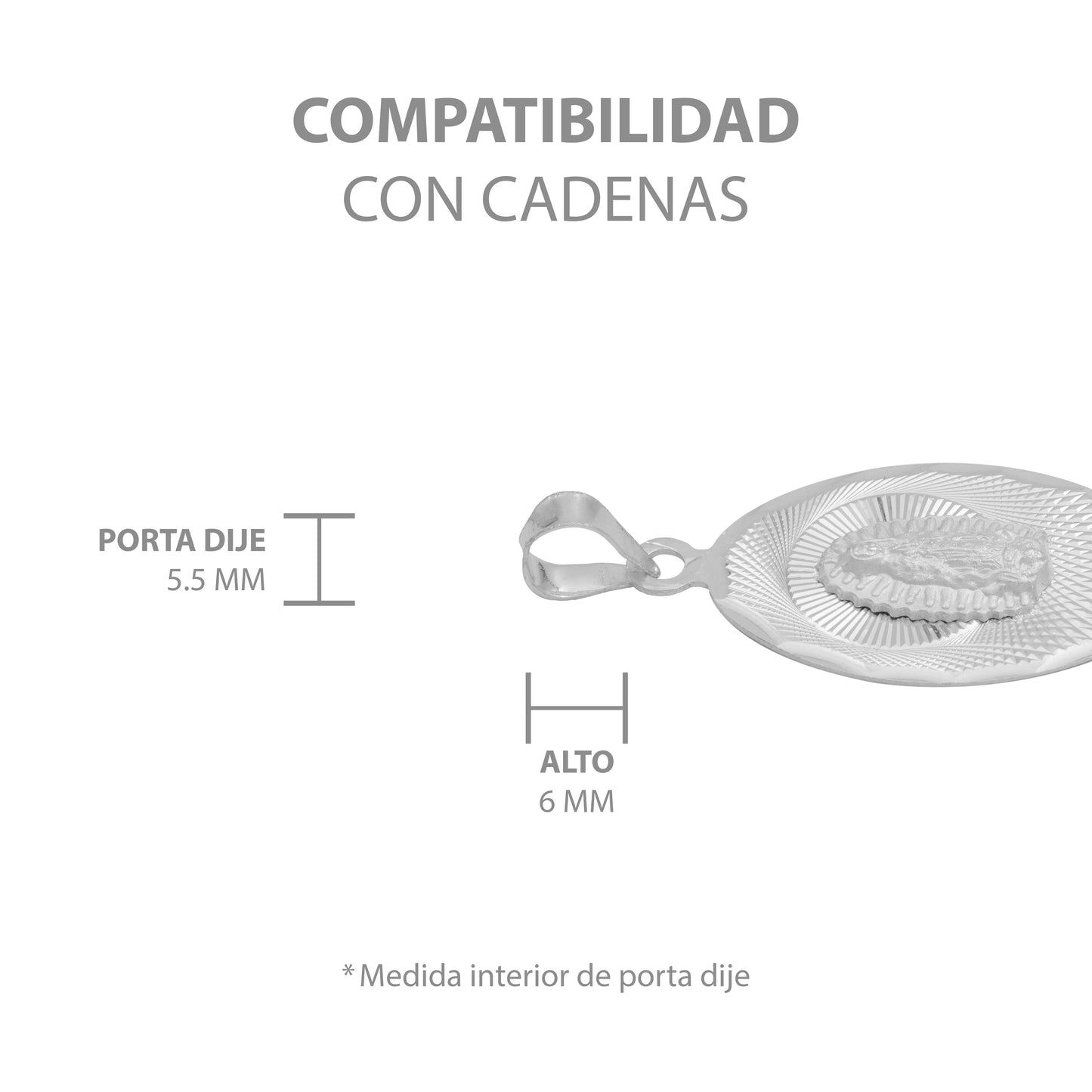 Dije Ovalada Diamantada Virgen Guadalupe Plata 925 1.7 Cm