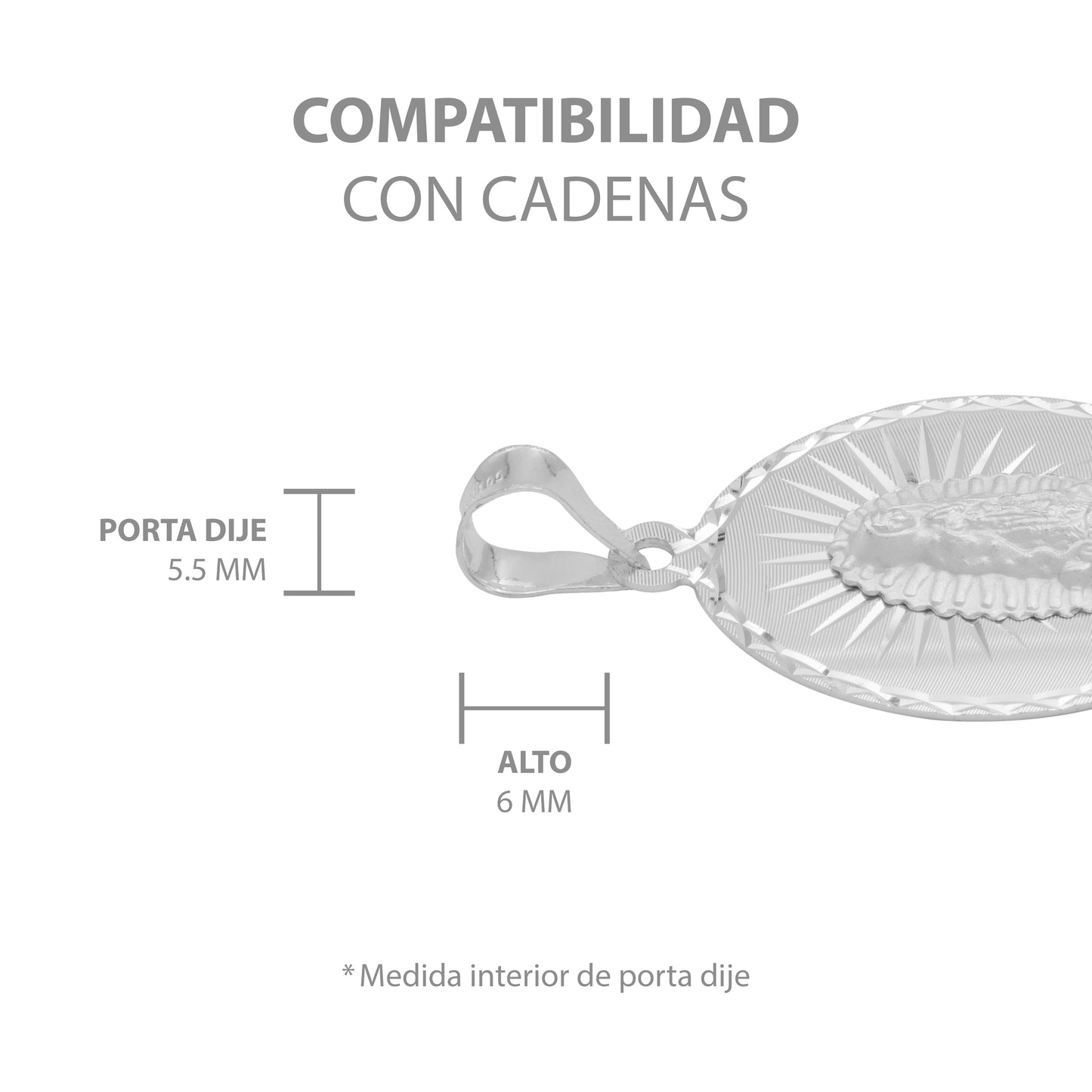 Dije Diamantada Estrella Virgen Guadalupe Plata 925 1.7 Cm