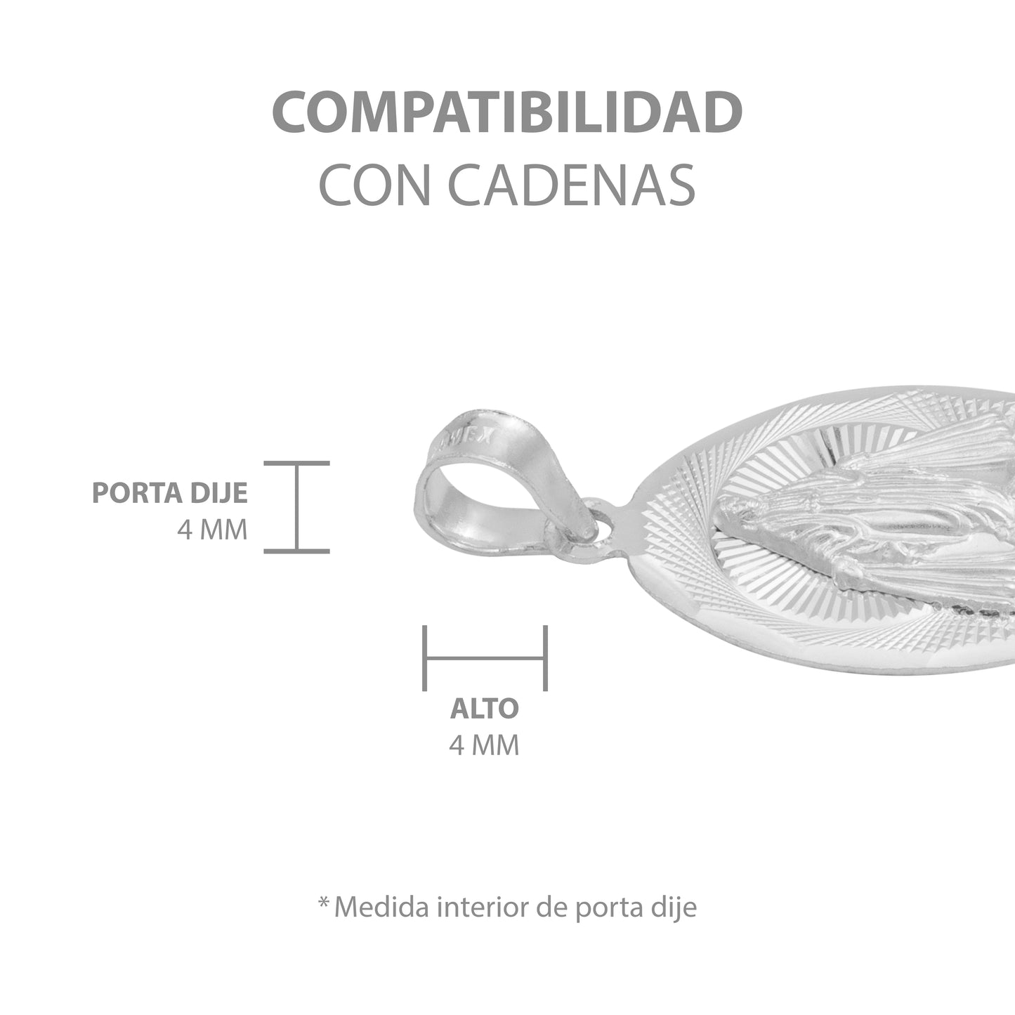 Dije Ovalada Diamantada Virgen Milagrosa Plata 925 1.4 Cm