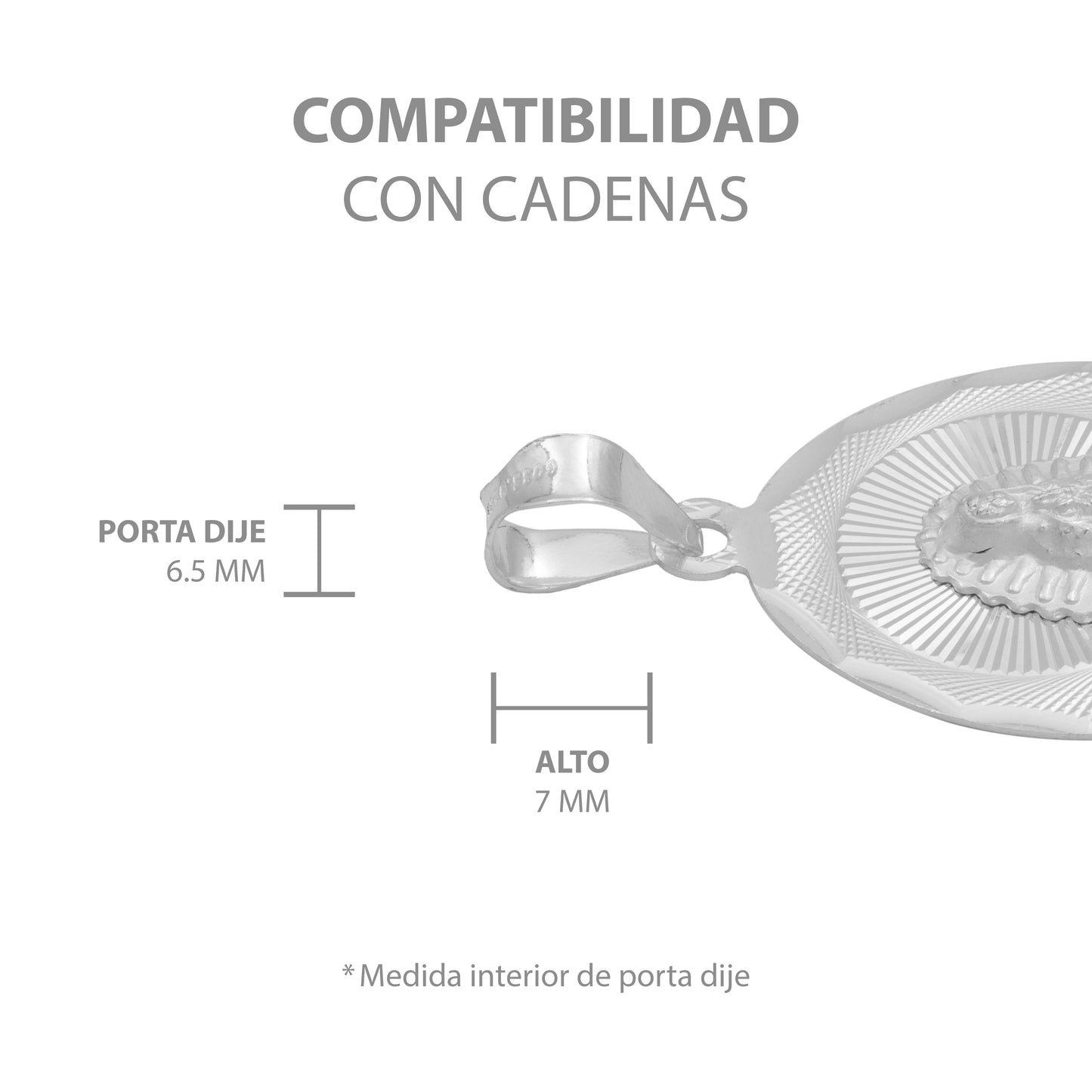 Dije Grande Oval Diamantada Virgen Guadalupe Plata 925 2.3cm