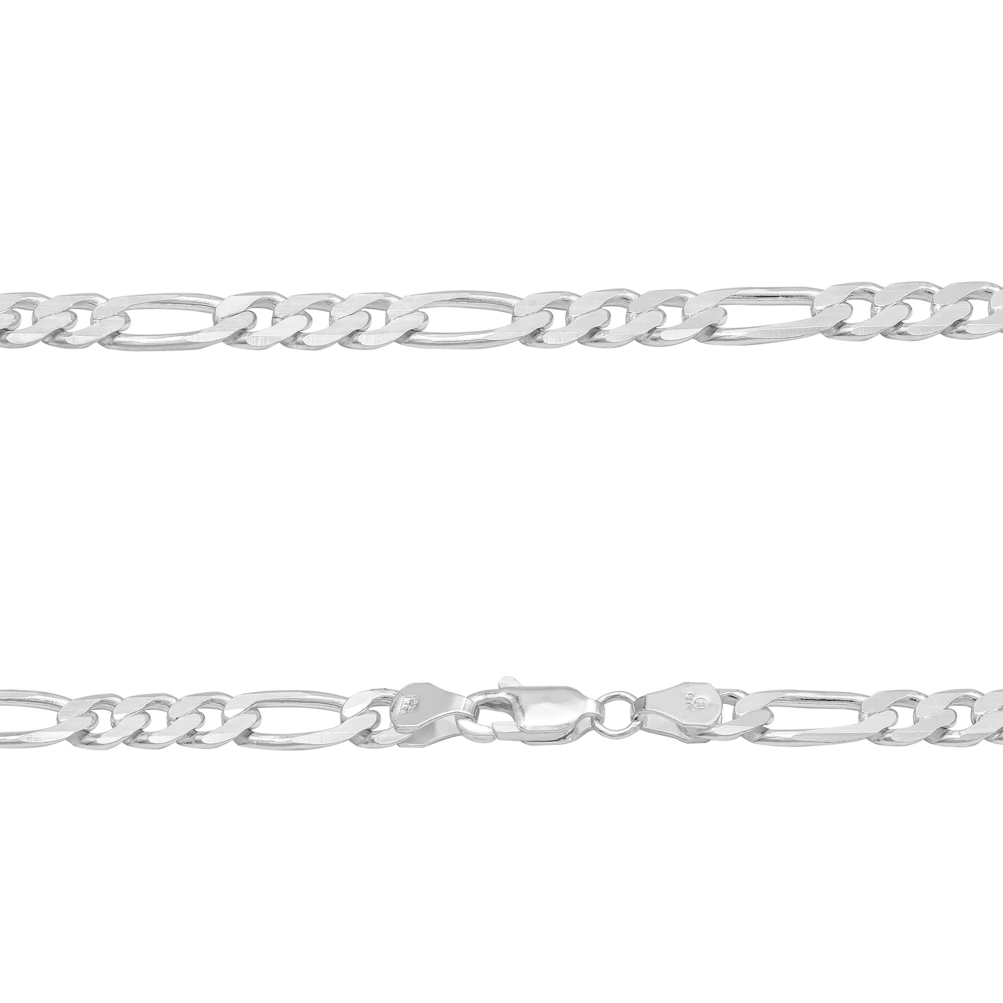 Cadena Gruesa De Plata 925 Hombre Fígaro 3x1 60 Cm X 6 Mm Plateado Largo/ancho 60 Cm X 6 Mm
