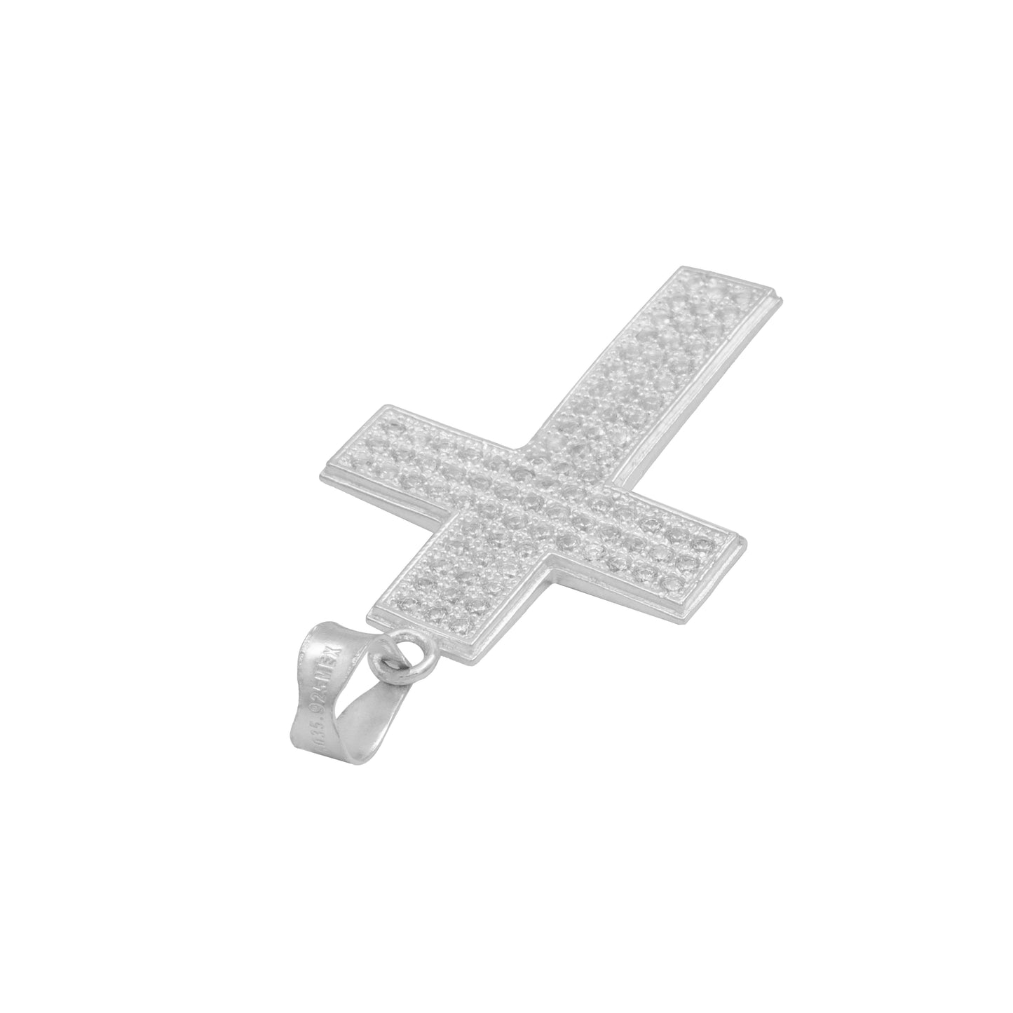 Dije Cruz Mediano Zirconias Hombre Regalo Plata 925 3.9 Cm