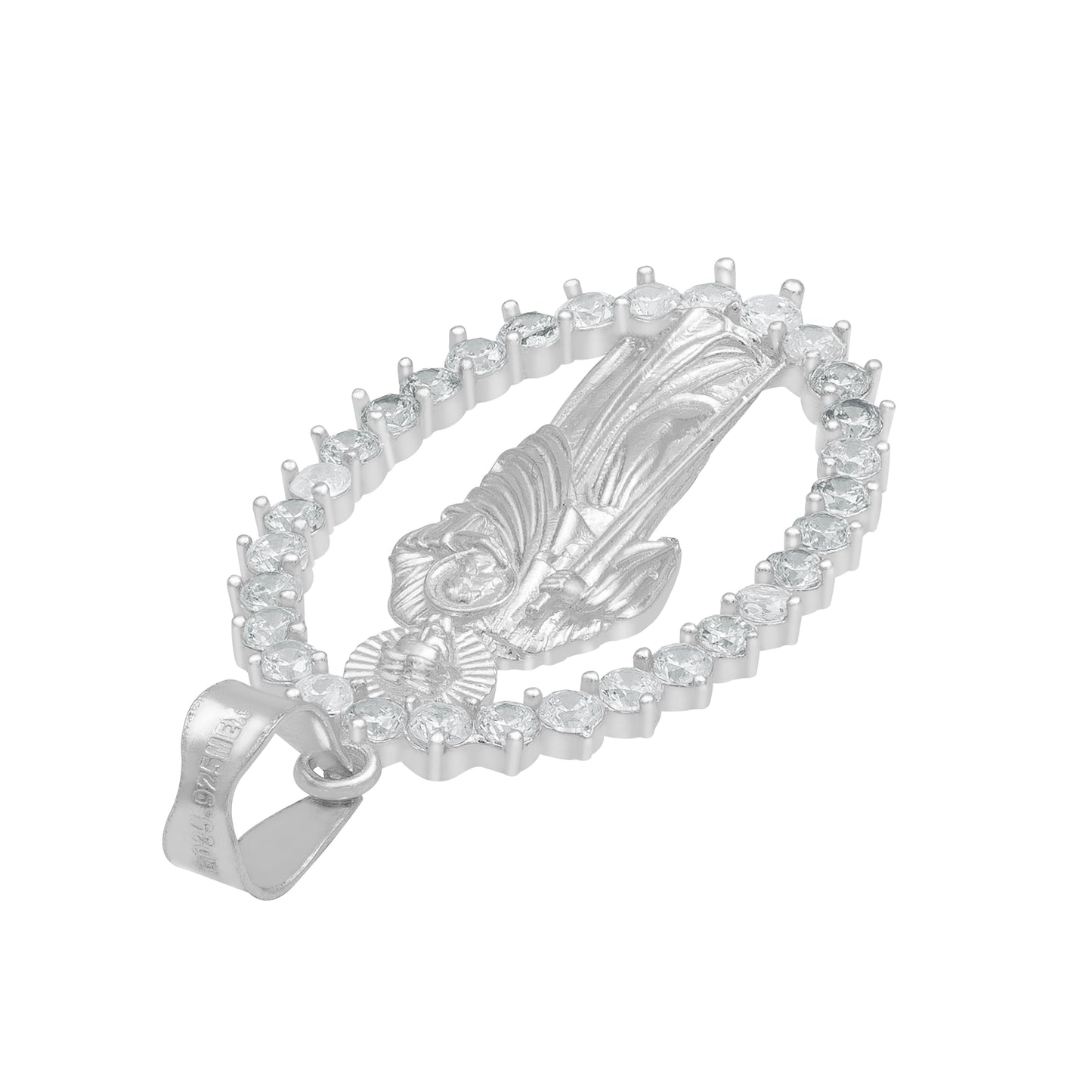 Dije San Judas Liso Borde Zirconias Hombre Plata 925 3.7 Cm