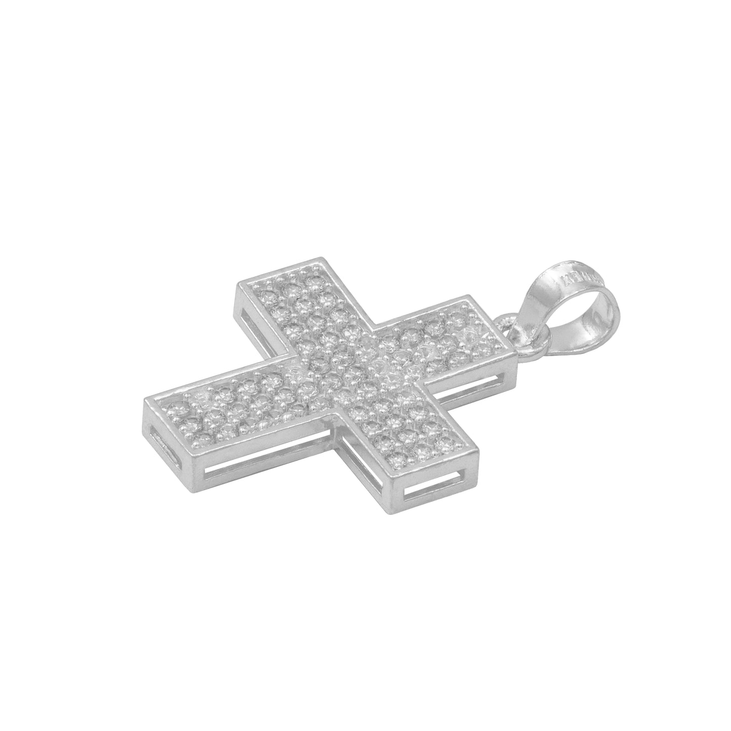 Dije Cruz Simetrica Zirconias Unisex Plata 925 2.9 Cm