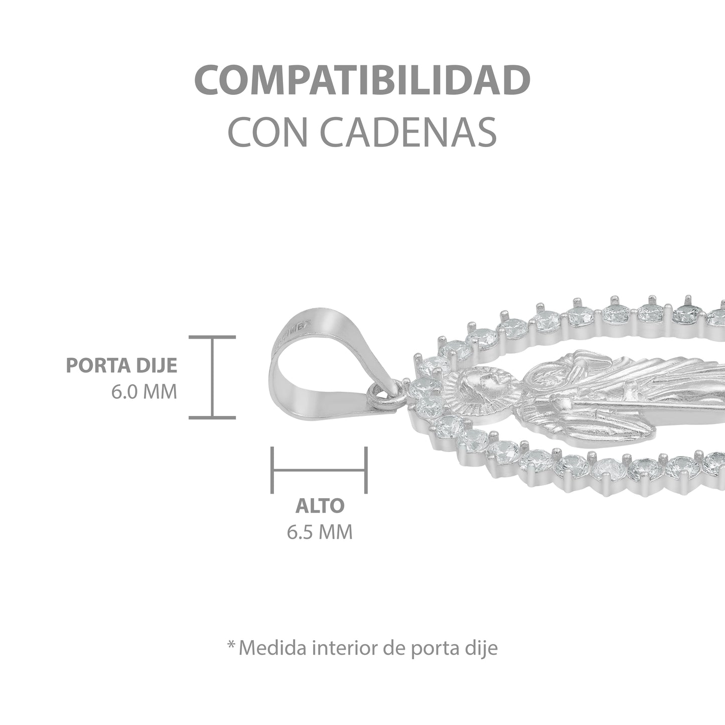 Dije San Judas Liso Borde Zirconias Hombre Plata 925 3.7 Cm