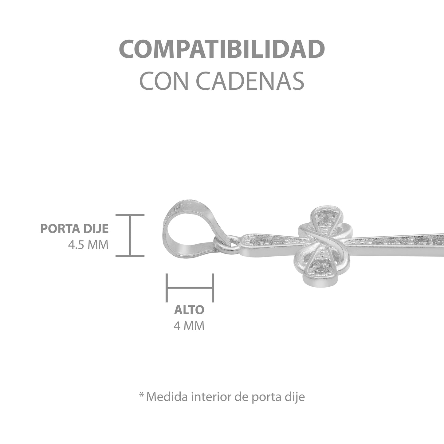 Dije Cruz Lazo Zirconias Hombre Mujer Regalo Plata 925 3.1cm