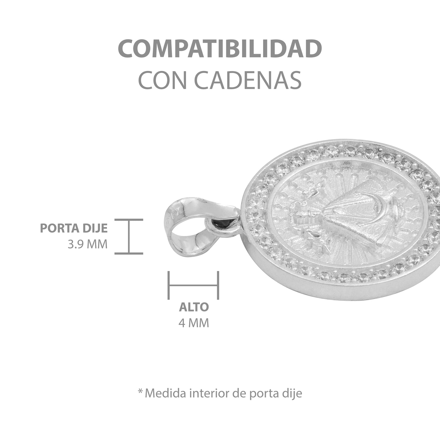 Dije Medalla Virgen Zapopan Zirconias Mujer Hombre Plata 925