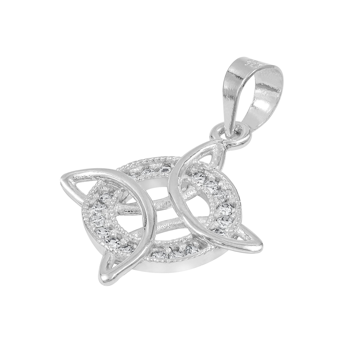 Dijes Nudo De Bruja Con Zirconia Plata S925+cadena Plata 925