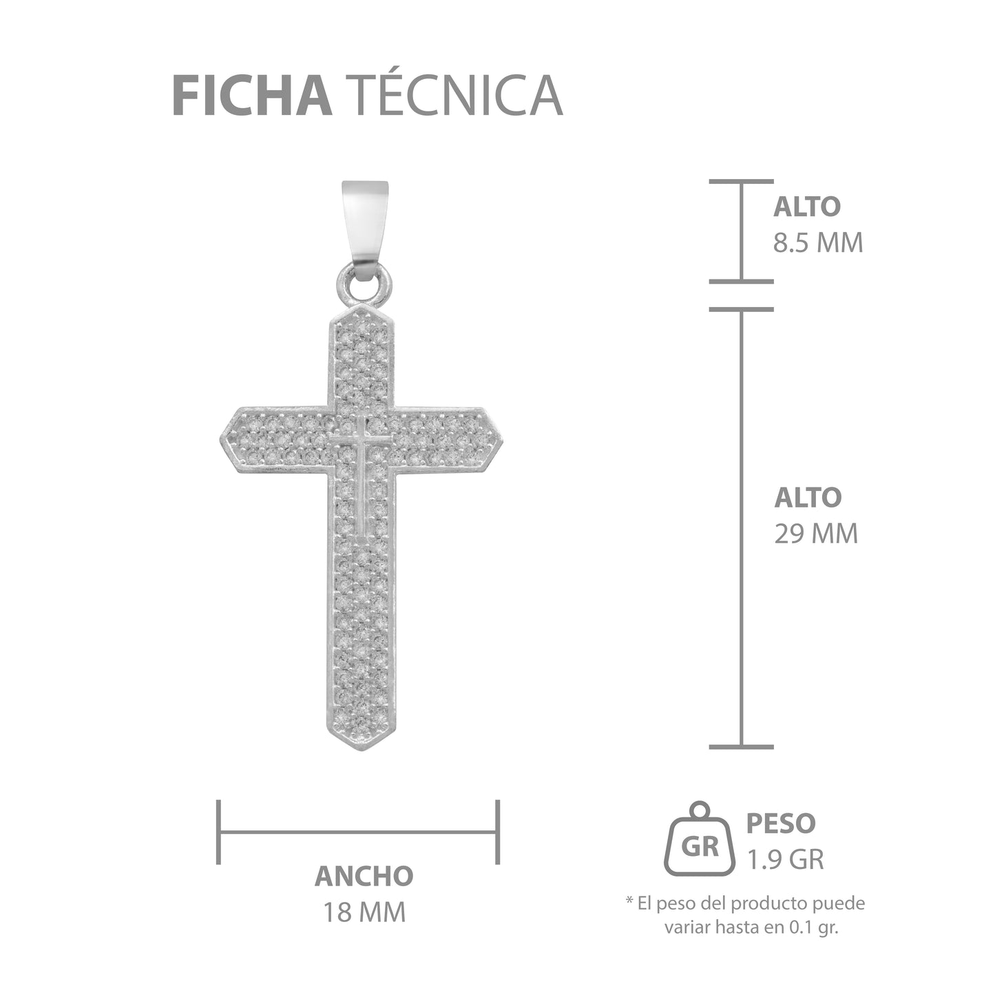 Dije Cruz Puntas Zirconias Hombre Regalo Plata 925 3.9 Cm