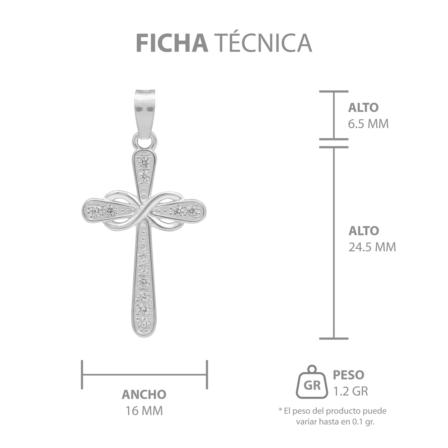 Dije Cruz Lazo Zirconias Hombre Mujer Regalo Plata 925 3.1cm
