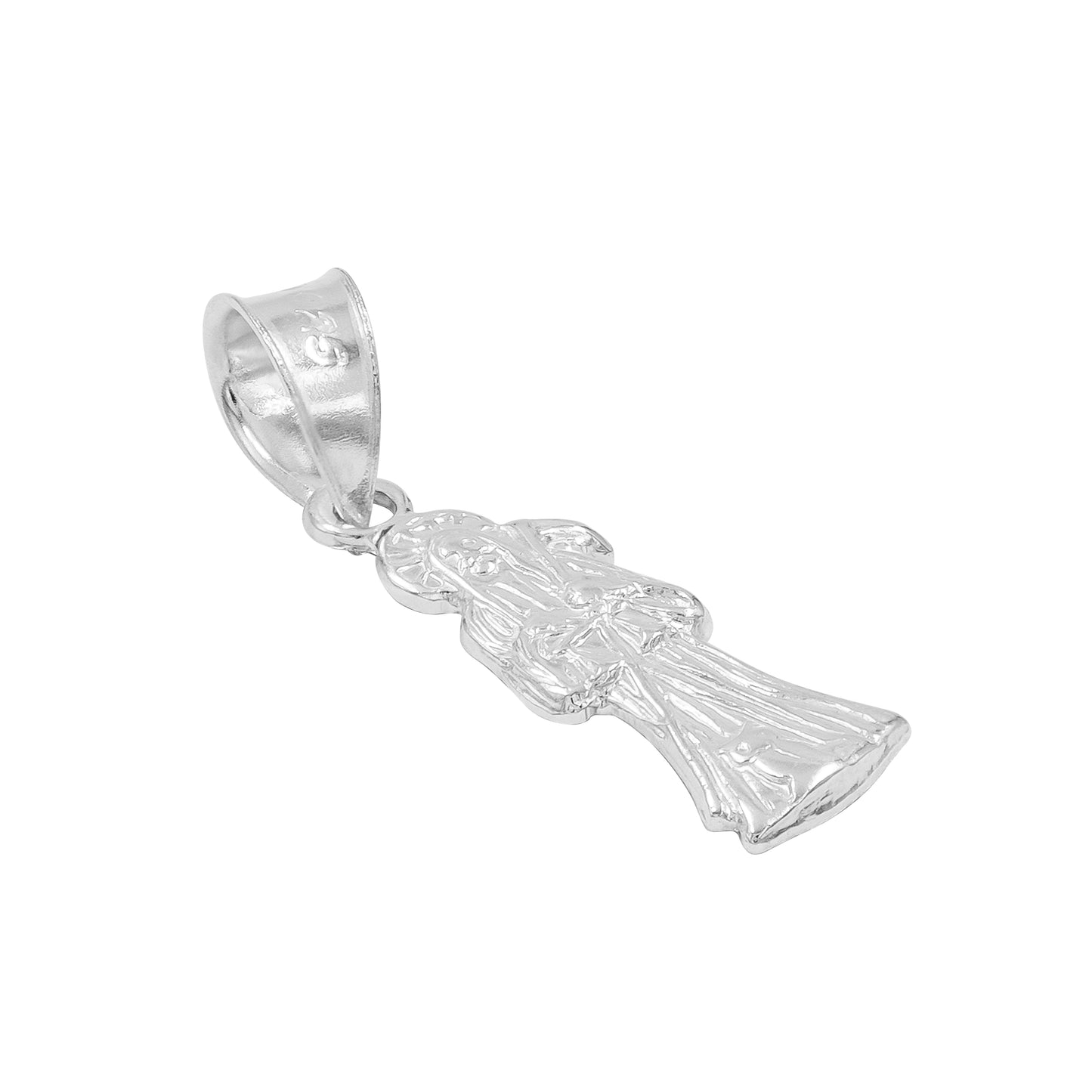 Collar Santa Muerte Hueca Troquelada Mini Plata Solida S925 Plateado