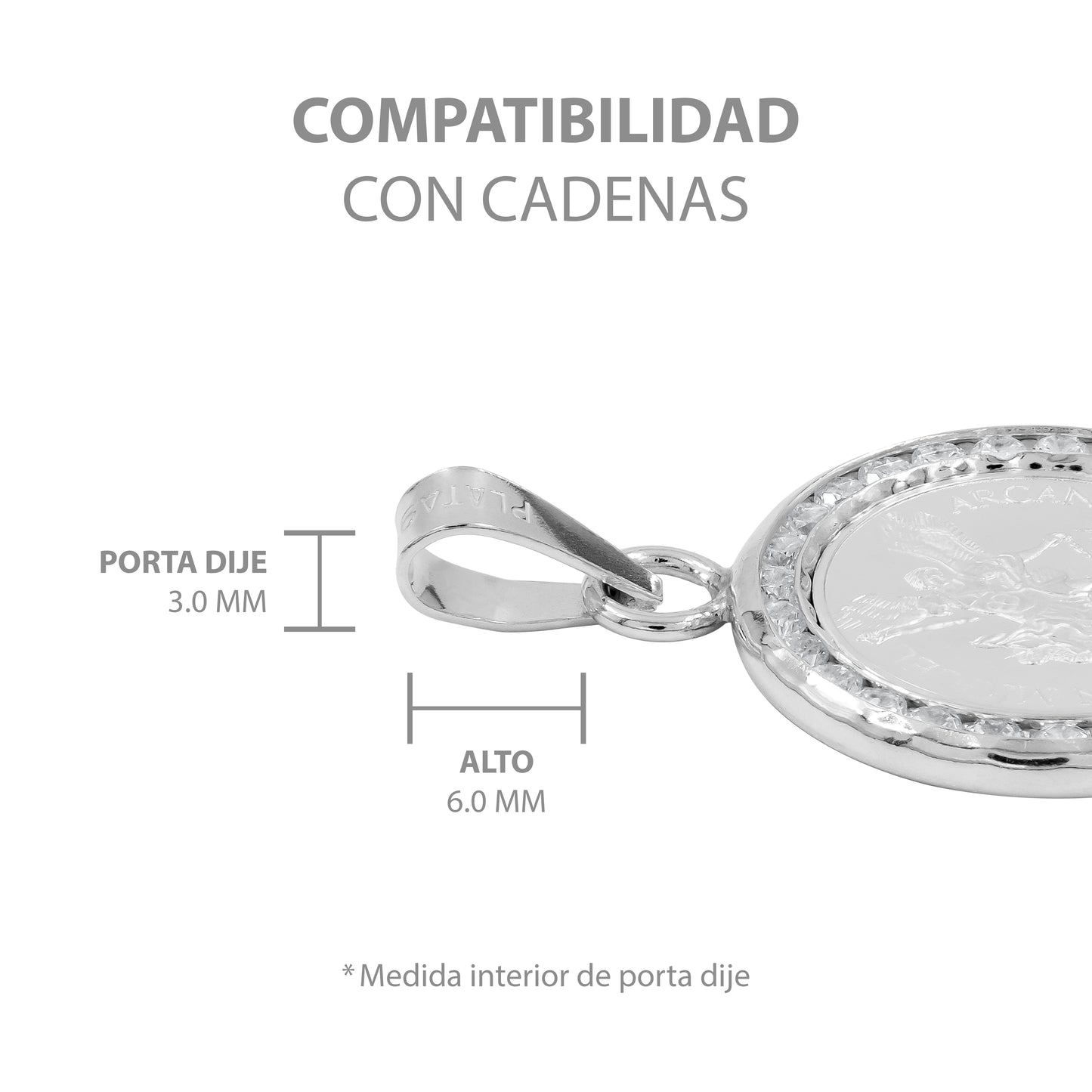 Dije Medalla San Miguel Arcangel Zirconias Plata Ley 999 Plateado