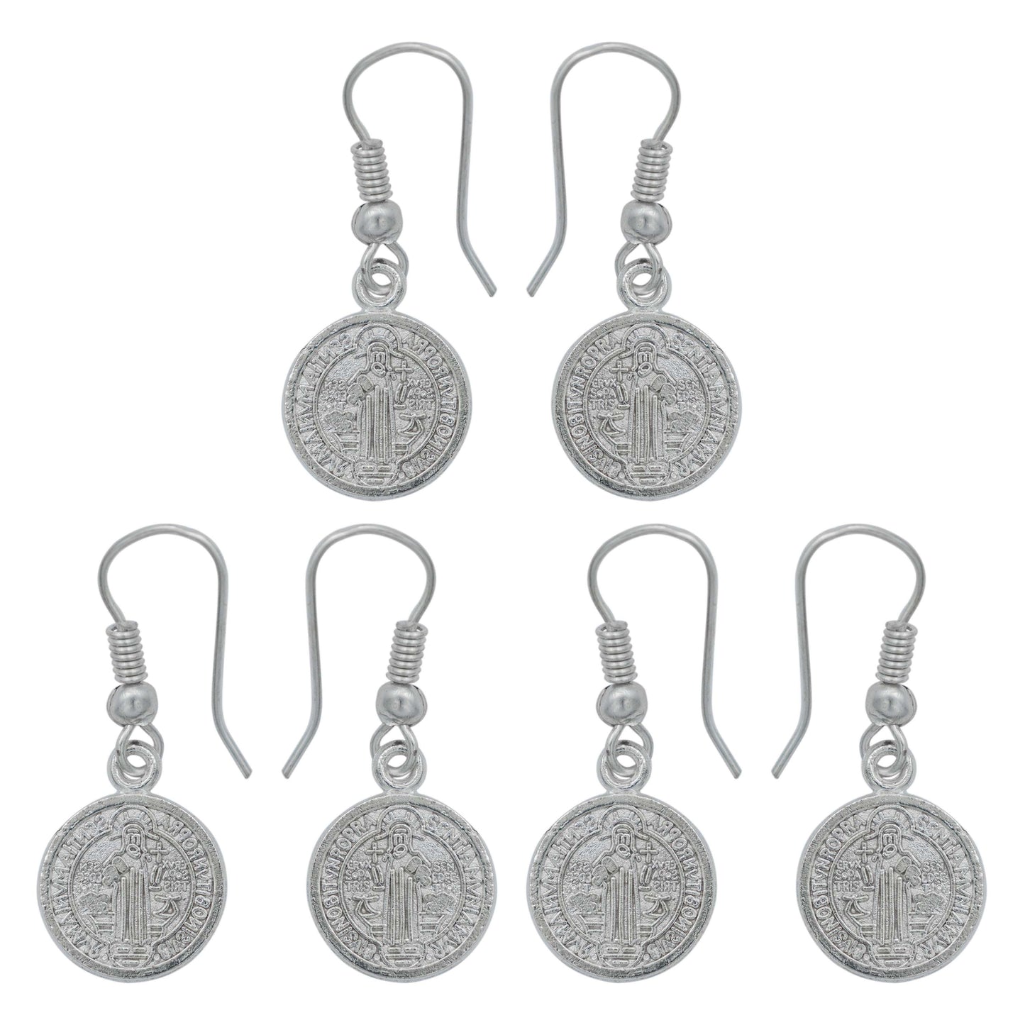 Kit 3 Pares Aretes Doble Vista Gancho San Benito Mujer